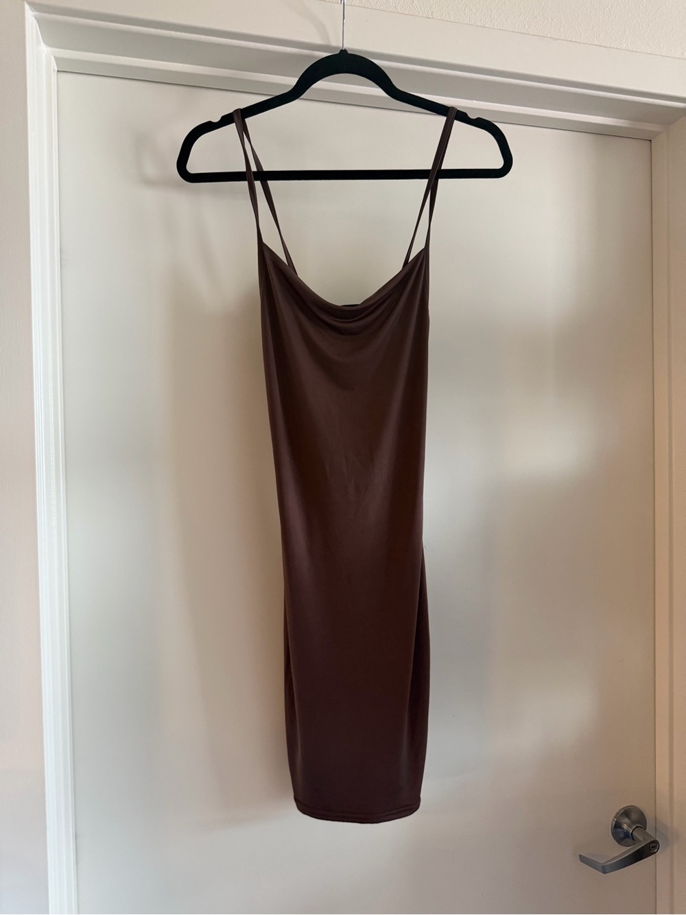 PrettyLittleThing Chocolate Brown Cowl Neck Slip Dress